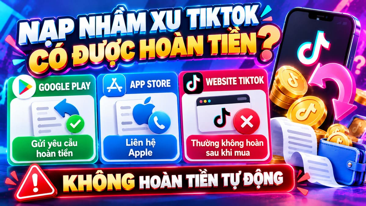Nạp nhầm xu TikTok có được hoàn tiền không?
