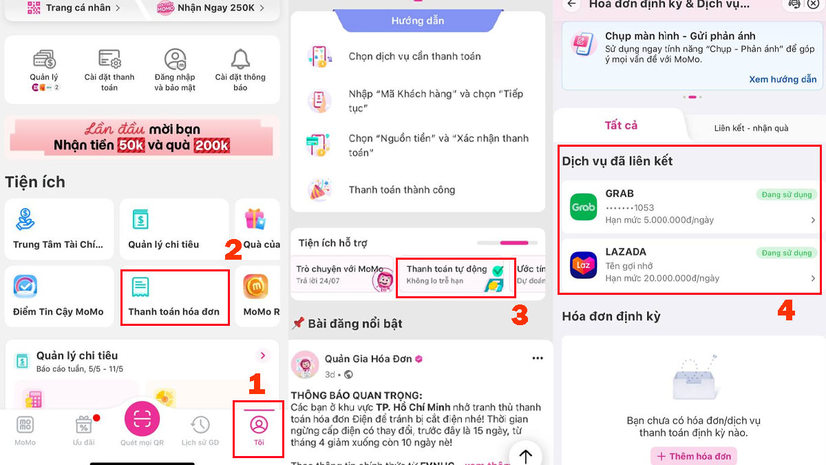 Làm sao để kiểm tra các dịch vụ sử dụng thanh toán tự động trên MoMo?